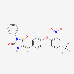 molecular formula C23H14F3N3O5 B5204513 5-{4-[2-nitro-4-(trifluoromethyl)phenoxy]benzylidene}-3-phenyl-2,4-imidazolidinedione 