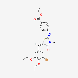 molecular formula C24H25BrN2O5S B5204528 ethyl 4-{[5-(3-bromo-4,5-diethoxybenzylidene)-3-methyl-4-oxo-1,3-thiazolidin-2-ylidene]amino}benzoate 