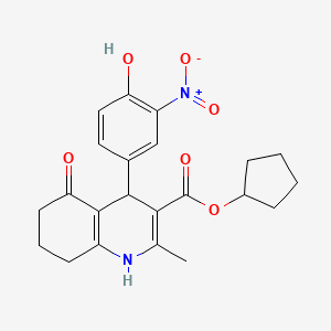 molecular formula C22H24N2O6 B5204559 cyclopentyl 4-(4-hydroxy-3-nitrophenyl)-2-methyl-5-oxo-1,4,5,6,7,8-hexahydro-3-quinolinecarboxylate 