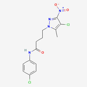 molecular formula C14H14Cl2N4O3 B5204563 4-(4-chloro-5-methyl-3-nitro-1H-pyrazol-1-yl)-N-(4-chlorophenyl)butanamide 
