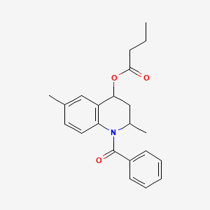 molecular formula C22H25NO3 B5204753 1-benzoyl-2,6-dimethyl-1,2,3,4-tetrahydro-4-quinolinyl butyrate 