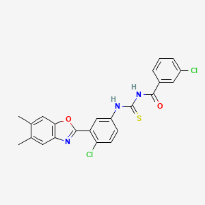 molecular formula C23H17Cl2N3O2S B5204771 3-chloro-N-({[4-chloro-3-(5,6-dimethyl-1,3-benzoxazol-2-yl)phenyl]amino}carbonothioyl)benzamide 