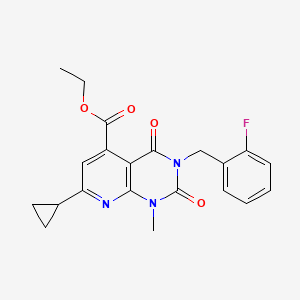molecular formula C21H20FN3O4 B5204803 ethyl 7-cyclopropyl-3-(2-fluorobenzyl)-1-methyl-2,4-dioxo-1,2,3,4-tetrahydropyrido[2,3-d]pyrimidine-5-carboxylate 