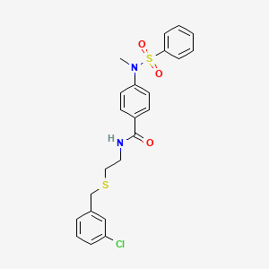 molecular formula C23H23ClN2O3S2 B5204810 N-{2-[(3-chlorobenzyl)thio]ethyl}-4-[methyl(phenylsulfonyl)amino]benzamide 