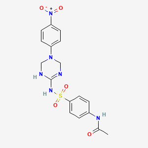 N-[4-({[5-(4-nitrophenyl)-1,3,5-triazinan-2-ylidene]amino}sulfonyl)phenyl]acetamide