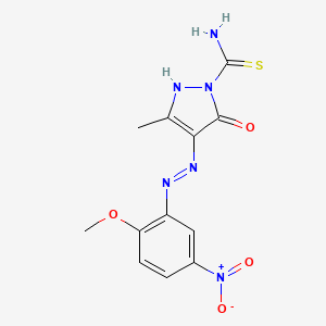 molecular formula C12H12N6O4S B5204872 4-[(2-methoxy-5-nitrophenyl)hydrazono]-3-methyl-5-oxo-4,5-dihydro-1H-pyrazole-1-carbothioamide 