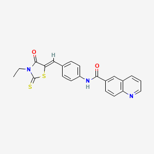 molecular formula C22H17N3O2S2 B5204931 N-{4-[(3-ethyl-4-oxo-2-thioxo-1,3-thiazolidin-5-ylidene)methyl]phenyl}-6-quinolinecarboxamide 