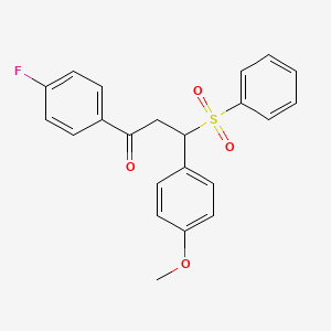 molecular formula C22H19FO4S B5204932 1-(4-fluorophenyl)-3-(4-methoxyphenyl)-3-(phenylsulfonyl)-1-propanone 