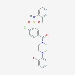 molecular formula C24H23ClFN3O3S B5204940 2-chloro-5-{[4-(2-fluorophenyl)-1-piperazinyl]carbonyl}-N-(2-methylphenyl)benzenesulfonamide 