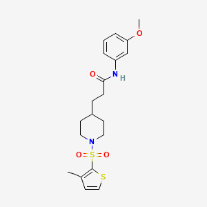 molecular formula C20H26N2O4S2 B5204961 N-(3-methoxyphenyl)-3-{1-[(3-methyl-2-thienyl)sulfonyl]-4-piperidinyl}propanamide 