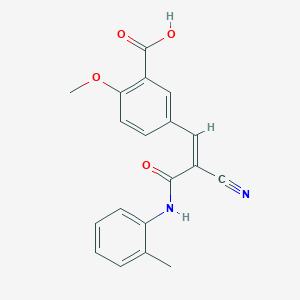 molecular formula C19H16N2O4 B5205028 5-{2-cyano-3-[(2-methylphenyl)amino]-3-oxo-1-propen-1-yl}-2-methoxybenzoic acid 