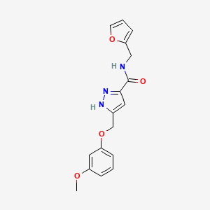 molecular formula C17H17N3O4 B5205033 N-(2-furylmethyl)-5-[(3-methoxyphenoxy)methyl]-1H-pyrazole-3-carboxamide 