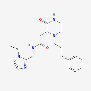 molecular formula C21H29N5O2 B5205041 N-[(1-ethyl-1H-imidazol-2-yl)methyl]-2-[3-oxo-1-(3-phenylpropyl)-2-piperazinyl]acetamide 