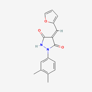 molecular formula C16H14N2O3 B5205054 1-(3,4-dimethylphenyl)-4-(2-furylmethylene)-3,5-pyrazolidinedione 