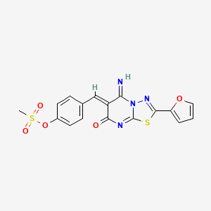 molecular formula C17H12N4O5S2 B5205067 4-{[2-(2-furyl)-5-imino-7-oxo-5H-[1,3,4]thiadiazolo[3,2-a]pyrimidin-6(7H)-ylidene]methyl}phenyl methanesulfonate 