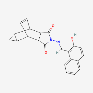 molecular formula C22H18N2O3 B5205086 4-{[(2-hydroxy-1-naphthyl)methylene]amino}-4-azatetracyclo[5.3.2.0~2,6~.0~8,10~]dodec-11-ene-3,5-dione 