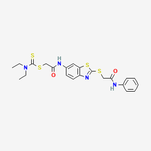 molecular formula C22H24N4O2S4 B5205099 2-({2-[(2-anilino-2-oxoethyl)thio]-1,3-benzothiazol-6-yl}amino)-2-oxoethyl diethyldithiocarbamate 