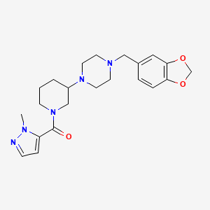 molecular formula C22H29N5O3 B5205102 1-(1,3-benzodioxol-5-ylmethyl)-4-{1-[(1-methyl-1H-pyrazol-5-yl)carbonyl]-3-piperidinyl}piperazine 