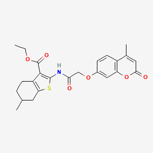 molecular formula C24H25NO6S B5205117 ethyl 6-methyl-2-({[(4-methyl-2-oxo-2H-chromen-7-yl)oxy]acetyl}amino)-4,5,6,7-tetrahydro-1-benzothiophene-3-carboxylate 