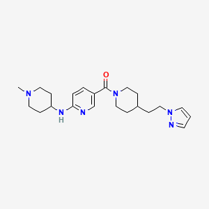 molecular formula C22H32N6O B5205131 N-(1-methyl-4-piperidinyl)-5-({4-[2-(1H-pyrazol-1-yl)ethyl]-1-piperidinyl}carbonyl)-2-pyridinamine 