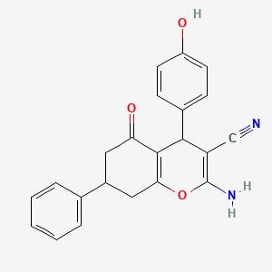 molecular formula C22H18N2O3 B5205141 2-amino-4-(4-hydroxyphenyl)-5-oxo-7-phenyl-5,6,7,8-tetrahydro-4H-chromene-3-carbonitrile 