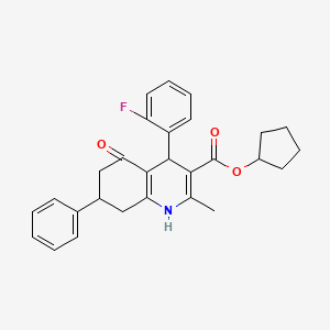 molecular formula C28H28FNO3 B5205159 cyclopentyl 4-(2-fluorophenyl)-2-methyl-5-oxo-7-phenyl-1,4,5,6,7,8-hexahydro-3-quinolinecarboxylate 