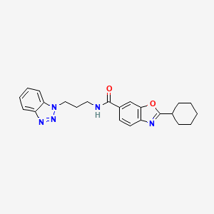 molecular formula C23H25N5O2 B5205167 N-[3-(1H-1,2,3-benzotriazol-1-yl)propyl]-2-cyclohexyl-1,3-benzoxazole-6-carboxamide 
