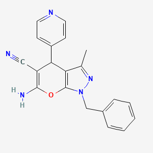6-amino-1-benzyl-3-methyl-4-(4-pyridinyl)-1,4-dihydropyrano[2,3-c]pyrazole-5-carbonitrile