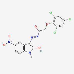 N'-(1-methyl-5-nitro-2-oxo-1,2-dihydro-3H-indol-3-ylidene)-2-(2,4,6-trichlorophenoxy)acetohydrazide
