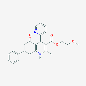 molecular formula C25H26N2O4 B5205258 2-methoxyethyl 2-methyl-5-oxo-7-phenyl-4-(2-pyridinyl)-1,4,5,6,7,8-hexahydro-3-quinolinecarboxylate 