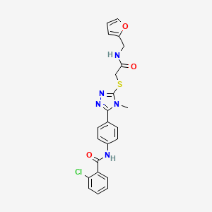 molecular formula C23H20ClN5O3S B5205266 2-chloro-N-{4-[5-({2-[(2-furylmethyl)amino]-2-oxoethyl}thio)-4-methyl-4H-1,2,4-triazol-3-yl]phenyl}benzamide 