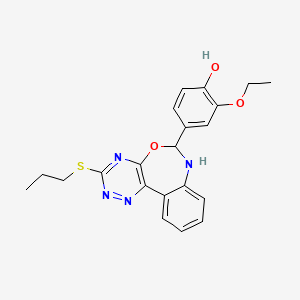 molecular formula C21H22N4O3S B5205348 2-ethoxy-4-[3-(propylthio)-6,7-dihydro[1,2,4]triazino[5,6-d][3,1]benzoxazepin-6-yl]phenol 