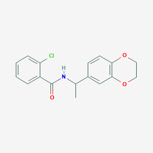 molecular formula C17H16ClNO3 B5205389 2-chloro-N-[1-(2,3-dihydro-1,4-benzodioxin-6-yl)ethyl]benzamide 