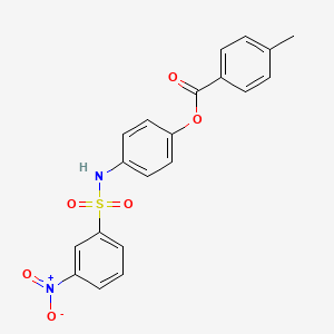 molecular formula C20H16N2O6S B5205453 4-{[(3-nitrophenyl)sulfonyl]amino}phenyl 4-methylbenzoate 