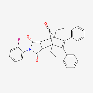 molecular formula C31H26FNO3 B5205462 1,7-diethyl-4-(2-fluorophenyl)-8,9-diphenyl-4-azatricyclo[5.2.1.0~2,6~]dec-8-ene-3,5,10-trione 