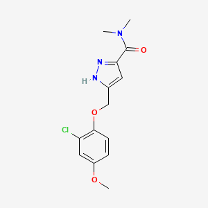 molecular formula C14H16ClN3O3 B5205500 5-[(2-chloro-4-methoxyphenoxy)methyl]-N,N-dimethyl-1H-pyrazole-3-carboxamide 