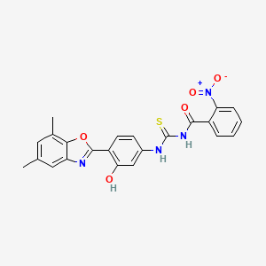 N-({[4-(5,7-dimethyl-1,3-benzoxazol-2-yl)-3-hydroxyphenyl]amino}carbonothioyl)-2-nitrobenzamide