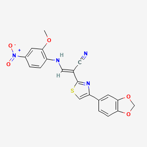 2-[4-(1,3-benzodioxol-5-yl)-1,3-thiazol-2-yl]-3-[(2-methoxy-4-nitrophenyl)amino]acrylonitrile