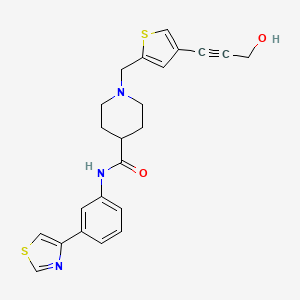 molecular formula C23H23N3O2S2 B5205607 1-{[4-(3-hydroxy-1-propyn-1-yl)-2-thienyl]methyl}-N-[3-(1,3-thiazol-4-yl)phenyl]-4-piperidinecarboxamide 