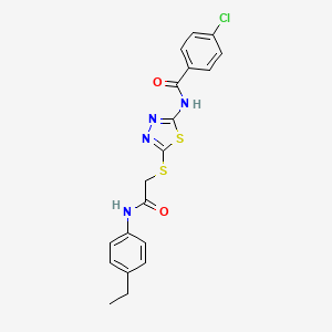 molecular formula C19H17ClN4O2S2 B5205655 4-chloro-N-[5-({2-[(4-ethylphenyl)amino]-2-oxoethyl}thio)-1,3,4-thiadiazol-2-yl]benzamide 