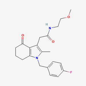 molecular formula C21H25FN2O3 B5205675 2-[1-(4-fluorobenzyl)-2-methyl-4-oxo-4,5,6,7-tetrahydro-1H-indol-3-yl]-N-(2-methoxyethyl)acetamide 