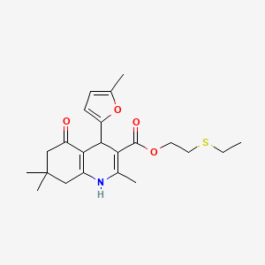 molecular formula C22H29NO4S B5205760 2-(ethylthio)ethyl 2,7,7-trimethyl-4-(5-methyl-2-furyl)-5-oxo-1,4,5,6,7,8-hexahydro-3-quinolinecarboxylate 