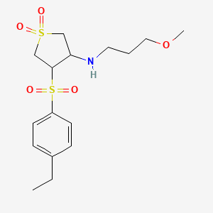 molecular formula C16H25NO5S2 B5205767 4-[(4-ethylphenyl)sulfonyl]-N-(3-methoxypropyl)tetrahydro-3-thiophenamine 1,1-dioxide 