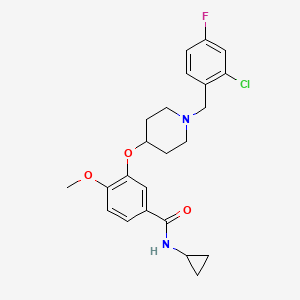 molecular formula C23H26ClFN2O3 B5205842 3-{[1-(2-chloro-4-fluorobenzyl)-4-piperidinyl]oxy}-N-cyclopropyl-4-methoxybenzamide 