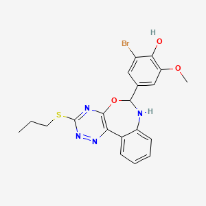 molecular formula C20H19BrN4O3S B5205906 2-bromo-6-methoxy-4-[3-(propylthio)-6,7-dihydro[1,2,4]triazino[5,6-d][3,1]benzoxazepin-6-yl]phenol 