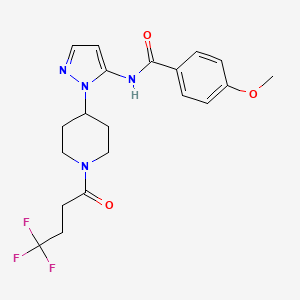 molecular formula C20H23F3N4O3 B5205981 4-methoxy-N-{1-[1-(4,4,4-trifluorobutanoyl)-4-piperidinyl]-1H-pyrazol-5-yl}benzamide 