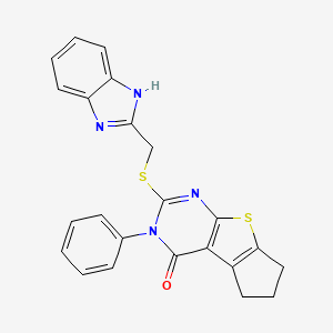 molecular formula C23H18N4OS2 B5206018 2-[(1H-benzimidazol-2-ylmethyl)thio]-3-phenyl-3,5,6,7-tetrahydro-4H-cyclopenta[4,5]thieno[2,3-d]pyrimidin-4-one 