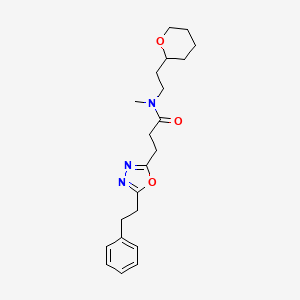 molecular formula C21H29N3O3 B5206119 N-methyl-3-[5-(2-phenylethyl)-1,3,4-oxadiazol-2-yl]-N-[2-(tetrahydro-2H-pyran-2-yl)ethyl]propanamide 