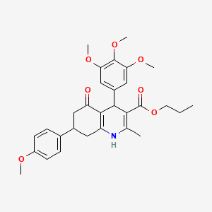 molecular formula C30H35NO7 B5206122 propyl 7-(4-methoxyphenyl)-2-methyl-5-oxo-4-(3,4,5-trimethoxyphenyl)-1,4,5,6,7,8-hexahydro-3-quinolinecarboxylate 