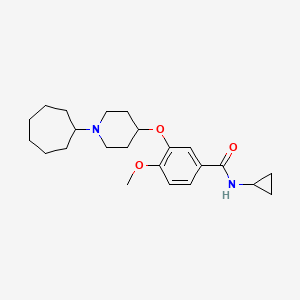 molecular formula C23H34N2O3 B5206174 3-[(1-cycloheptyl-4-piperidinyl)oxy]-N-cyclopropyl-4-methoxybenzamide 